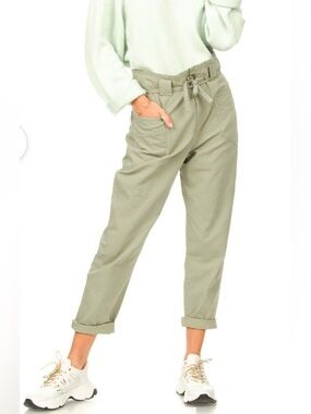 BA&SH Green Dewis Paper Bag Waist Pants